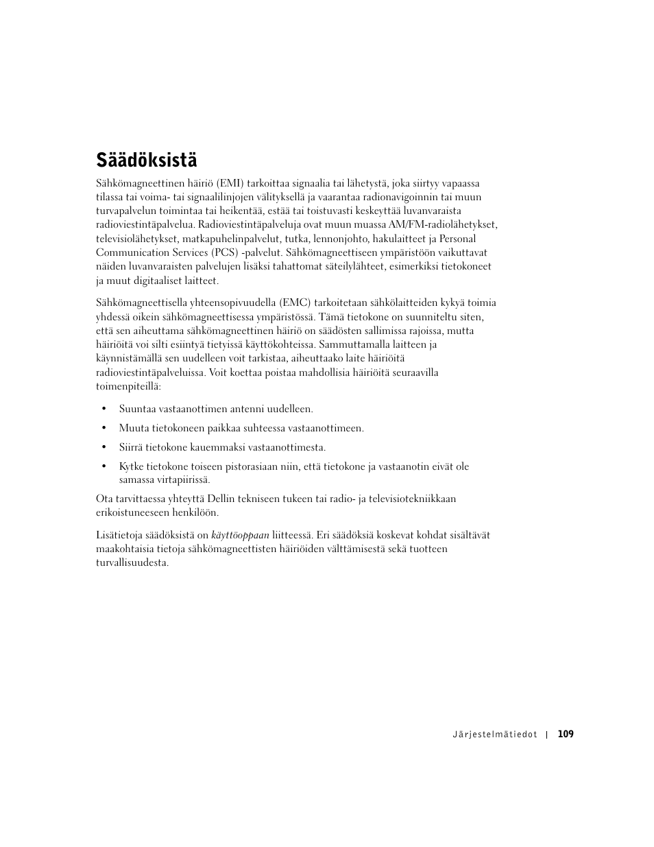 Säädöksistä | Dell Latitude D800 User Manual | Page 111 / 330
