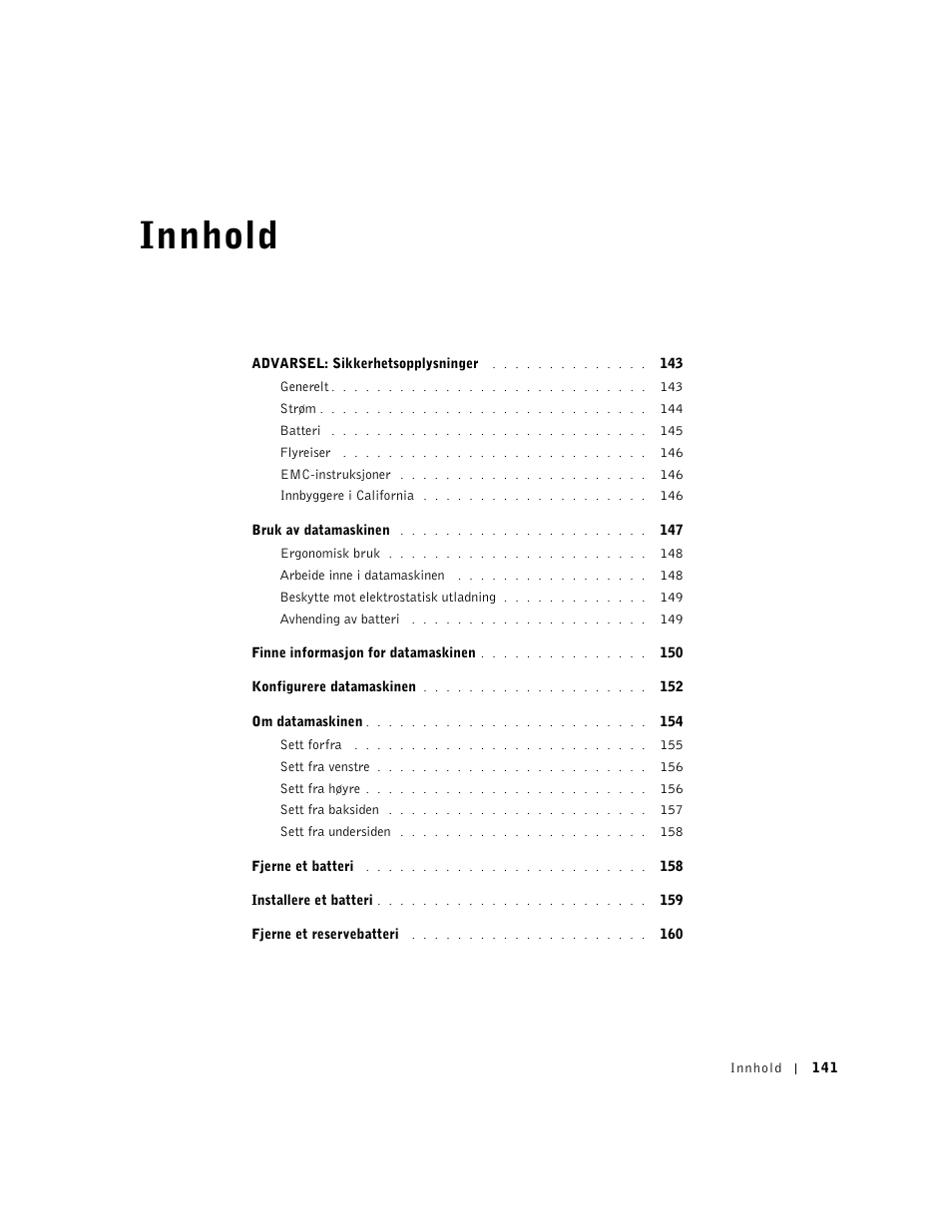 Innhold | Dell Latitude D800 User Manual | Page 143 / 330