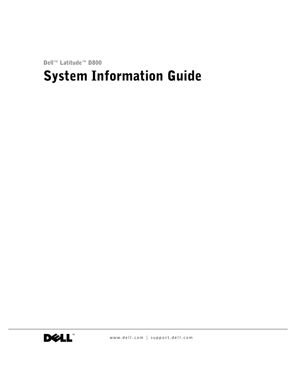 System information guide | Dell Latitude D800 User Manual | Page 3 / 330