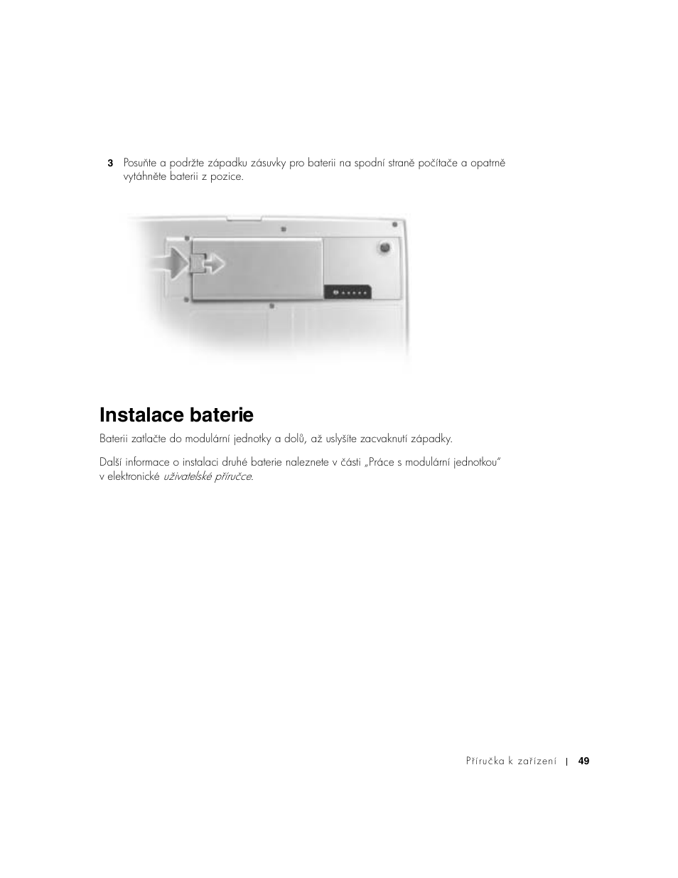 Instalace baterie | Dell Latitude D800 User Manual | Page 51 / 330