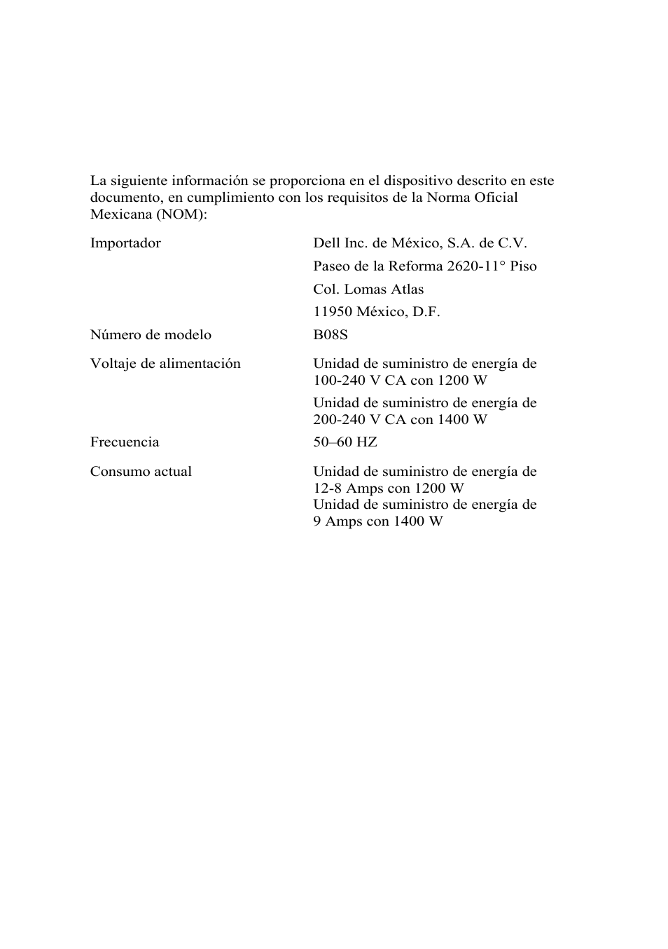 Información de la nom (sólo para méxico) | Dell PowerEdge C6220 II User Manual | Page 116 / 150