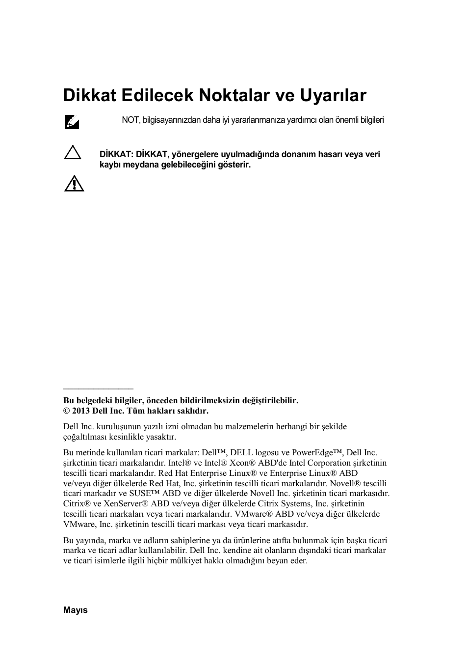 Dikkat edilecek noktalar ve uyarılar, Yasal model b08s | Dell PowerEdge C6220 II User Manual | Page 122 / 150