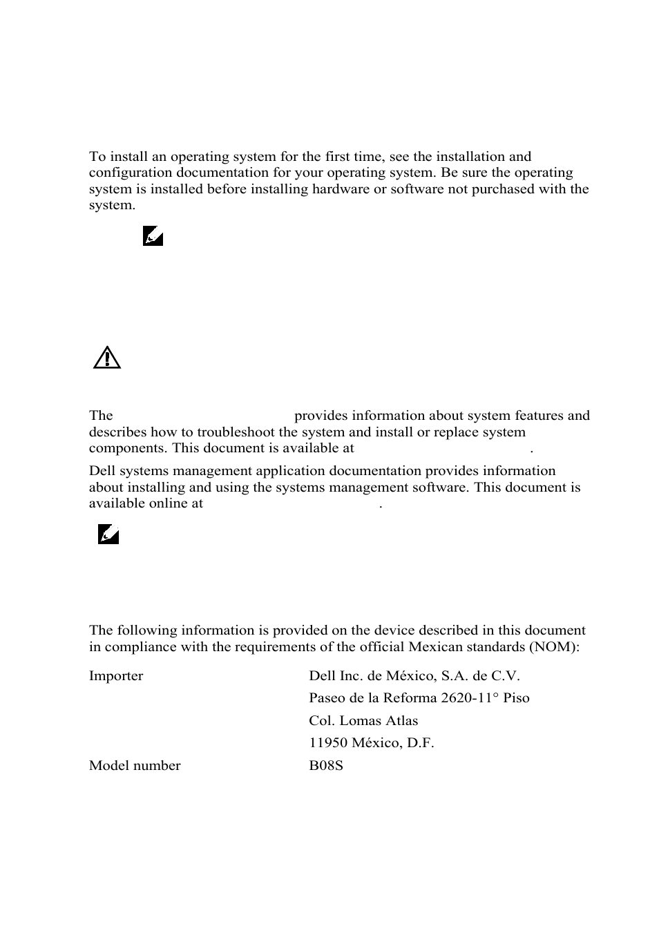 Complete the operating system setup, Other information you may need, Nom information (mexico only) | Dell PowerEdge C6220 II User Manual | Page 13 / 150