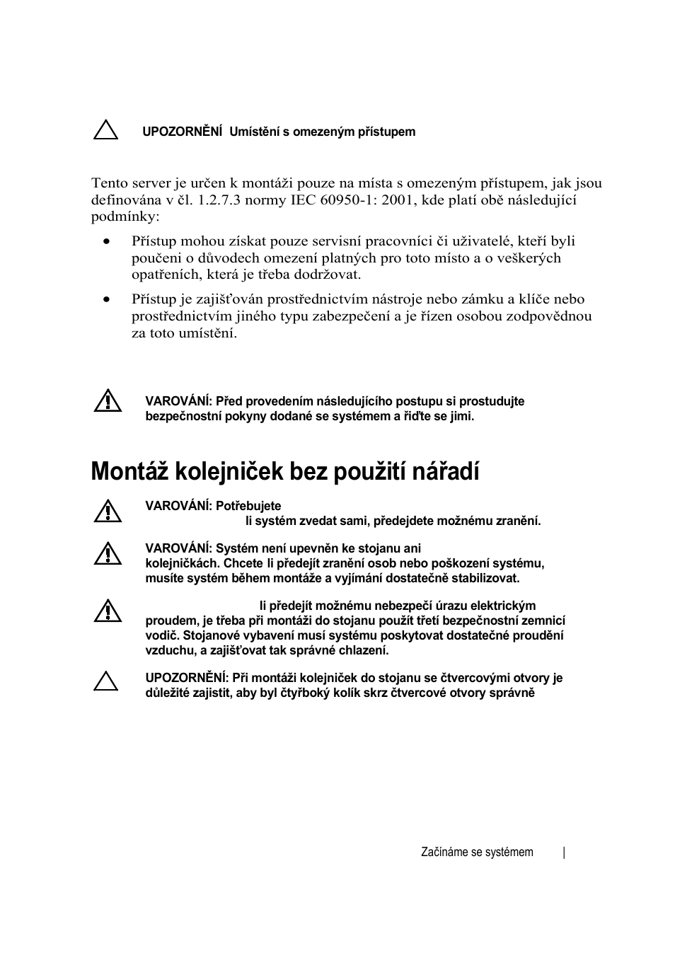 Montáž a konfigurace, Montáž kolejniček bez použití nářadí | Dell PowerEdge C6220 II User Manual | Page 19 / 150