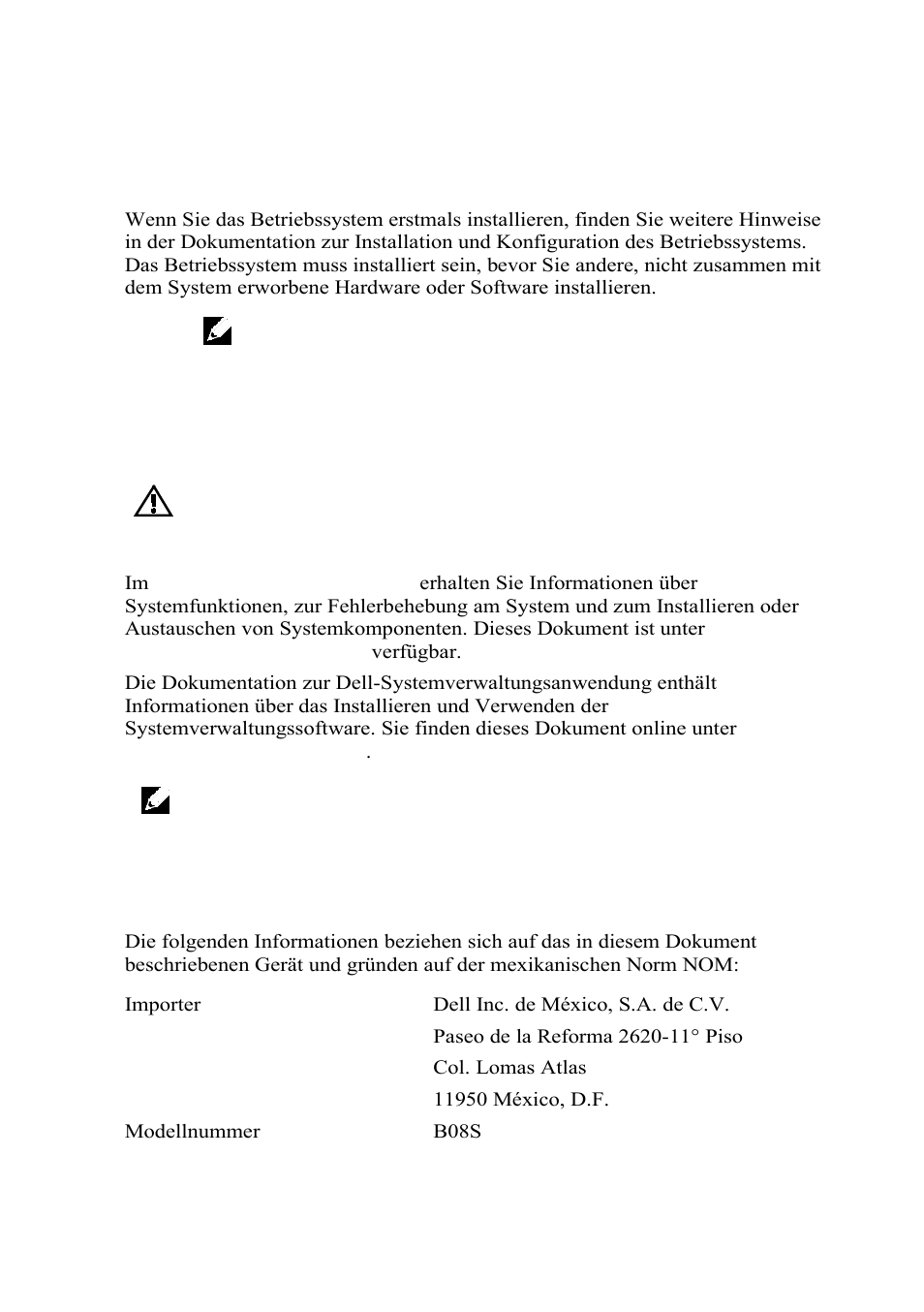 Abschließen des betriebssystem-setup, Weitere nützliche informationen, Nom-informationen (nur mexiko) | Dell PowerEdge C6220 II User Manual | Page 55 / 150