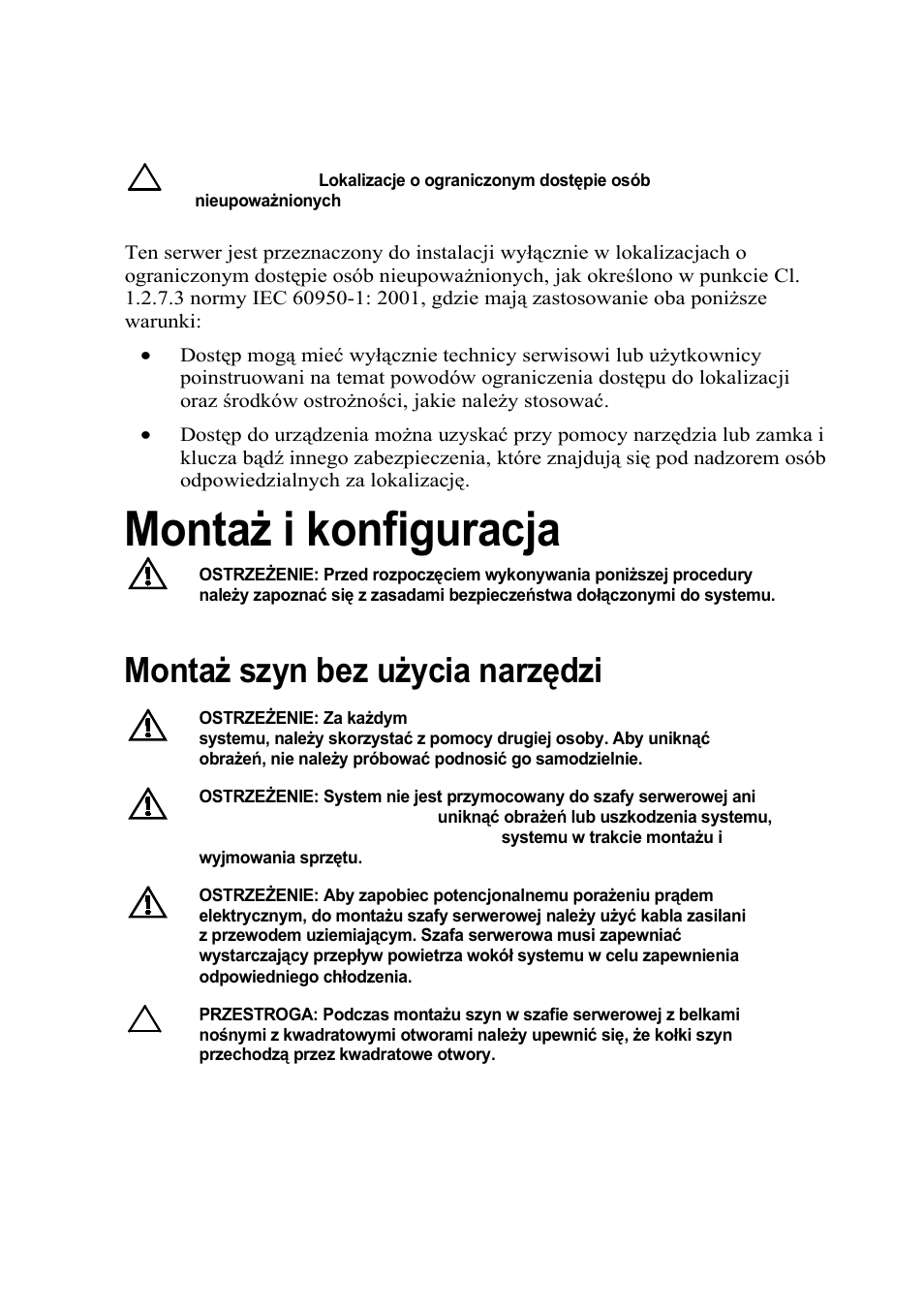 Montaż i konfiguracja, Montaż szyn bez użycia narzędzi | Dell PowerEdge C6220 II User Manual | Page 77 / 150