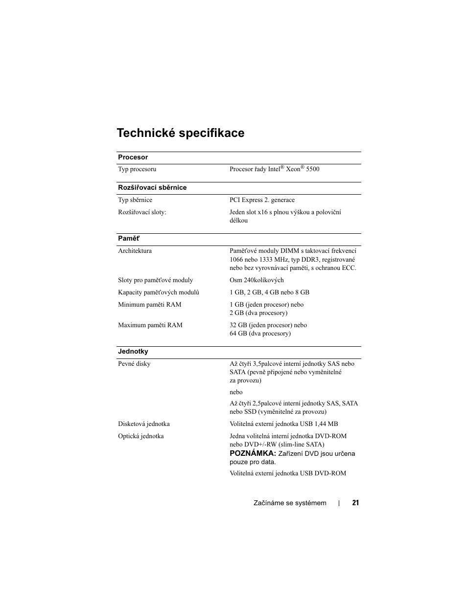 Technické specifikace | Dell PowerEdge R410 User Manual | Page 23 / 122