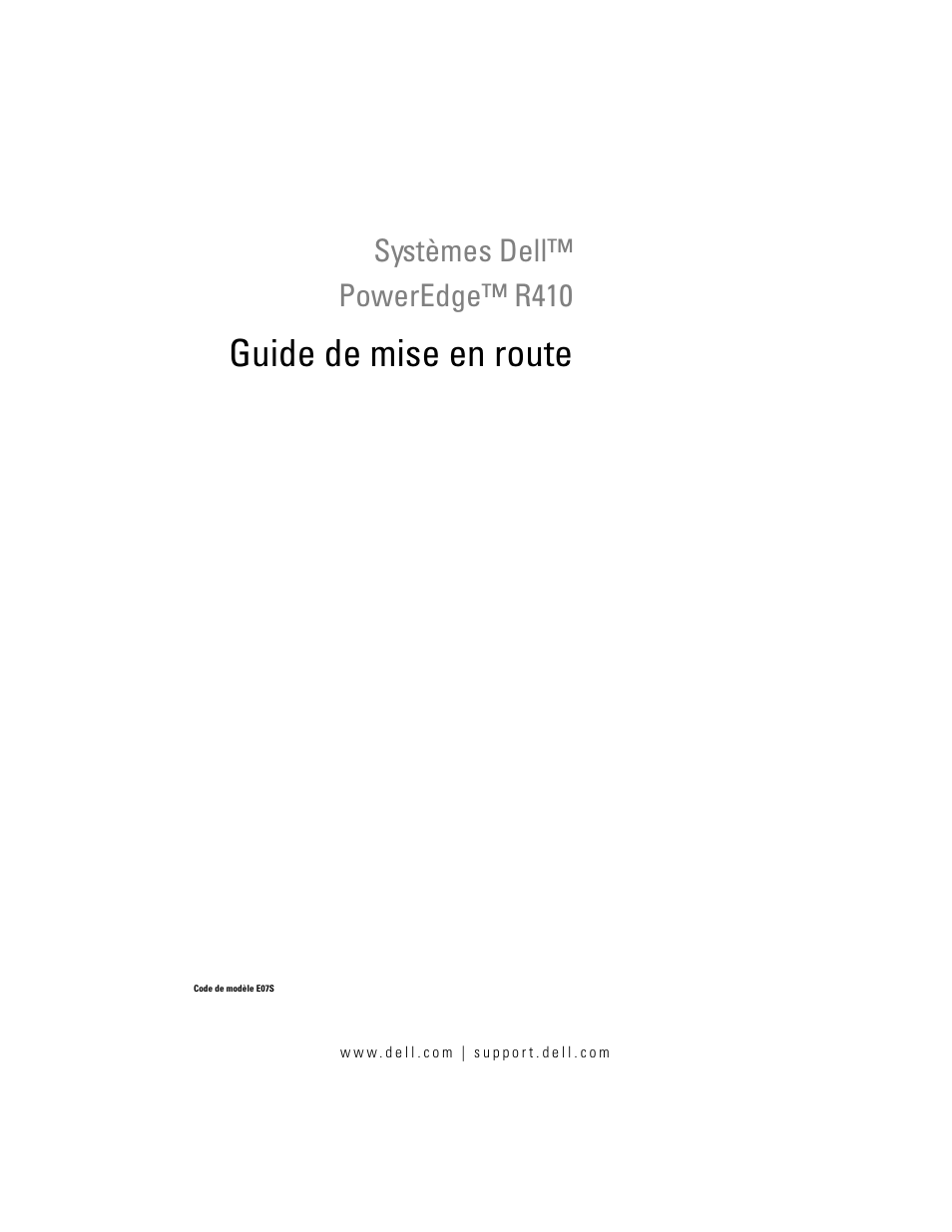 Guide de mise en route, Systèmes dell™ poweredge™ r410 | Dell PowerEdge R410 User Manual | Page 27 / 122