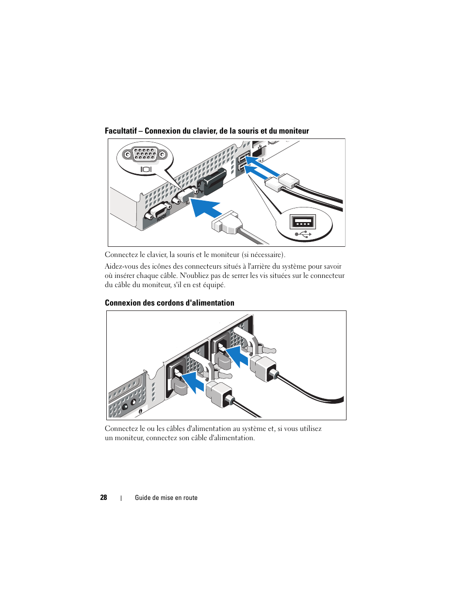 Connexion des cordons d'alimentation | Dell PowerEdge R410 User Manual | Page 30 / 122