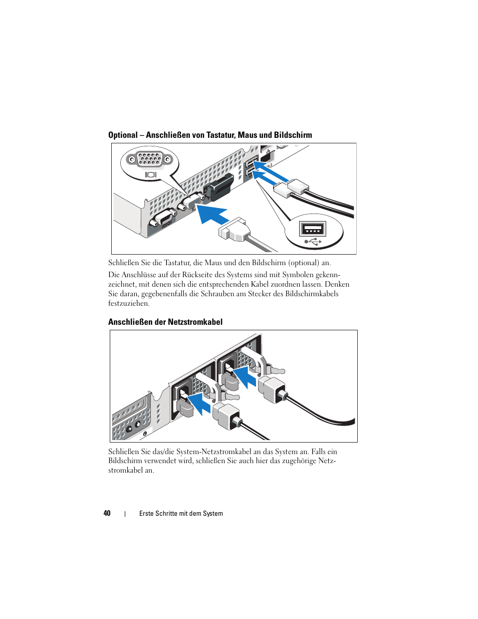 Anschließen der netzstromkabel | Dell PowerEdge R410 User Manual | Page 42 / 122