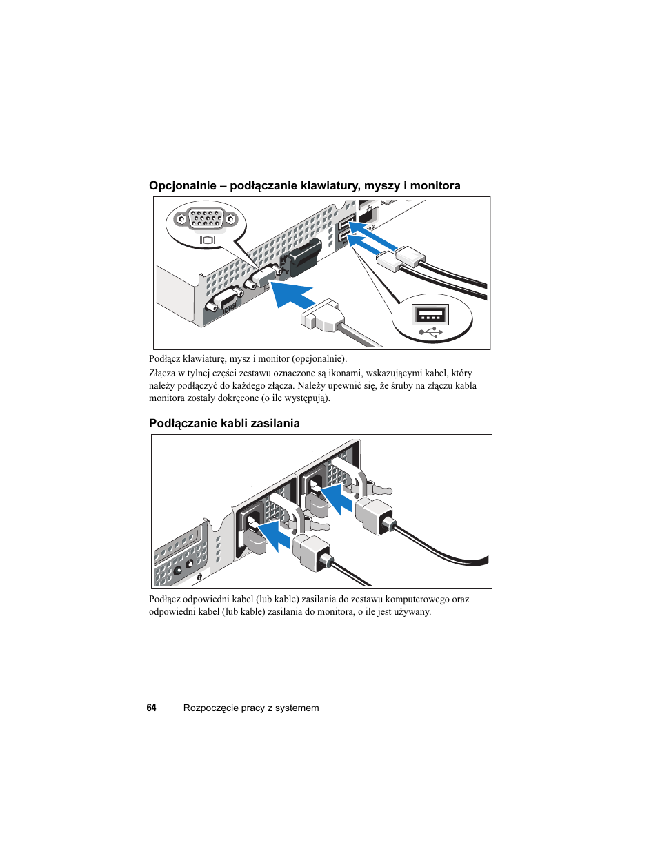 Podłączanie kabli zasilania | Dell PowerEdge R410 User Manual | Page 66 / 122
