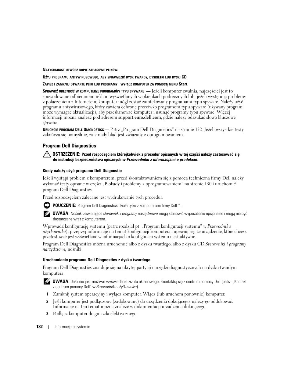 Program dell diagnostics | Dell Latitude D631 User Manual | Page 132 / 182