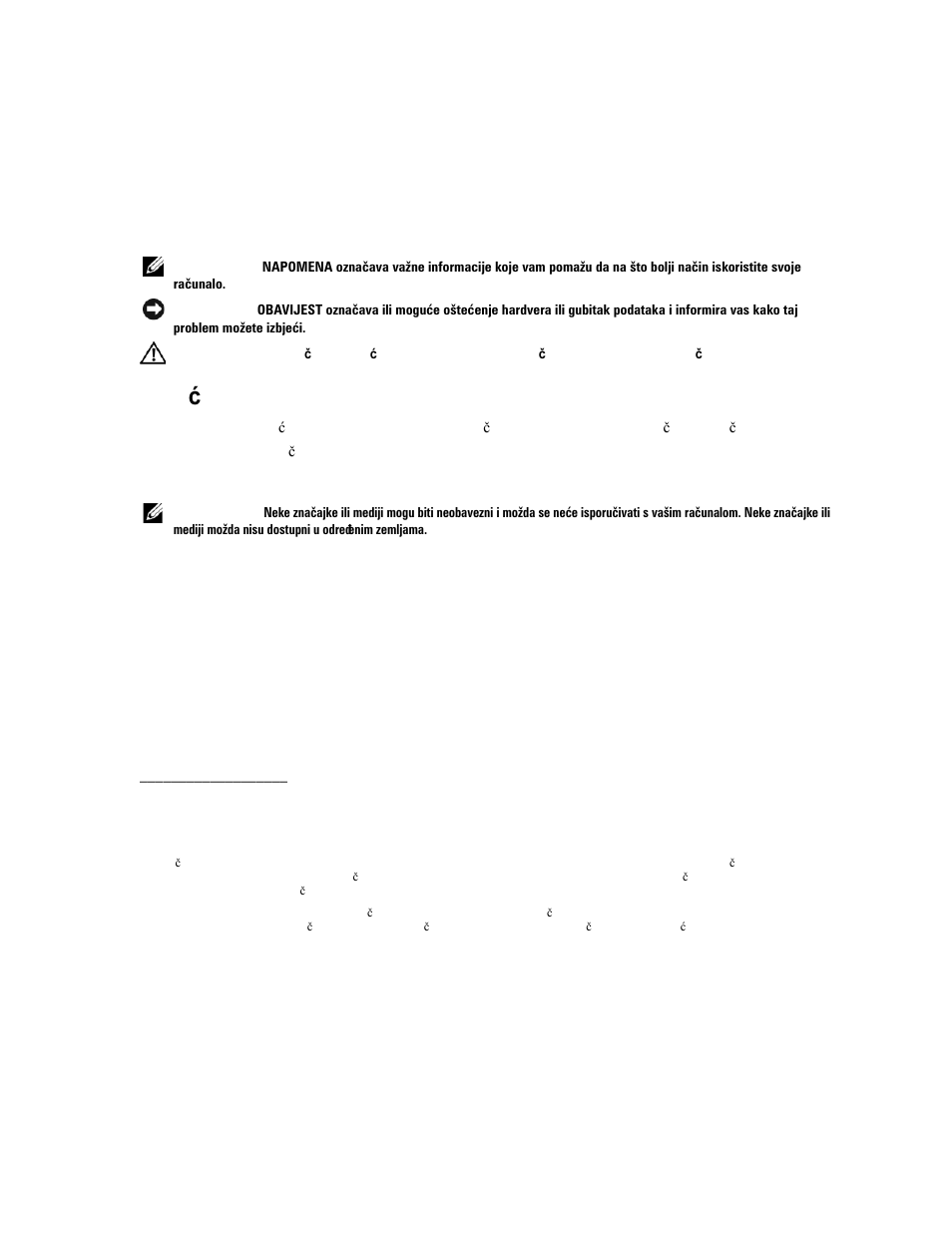 Napomene, obavijesti i upozorenja, Skra ć enice i akronimi | Dell Latitude D631 User Manual | Page 24 / 182