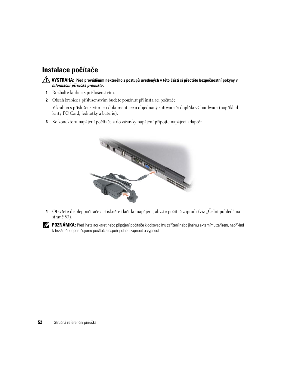 Instalace počítače | Dell Latitude D631 User Manual | Page 52 / 182