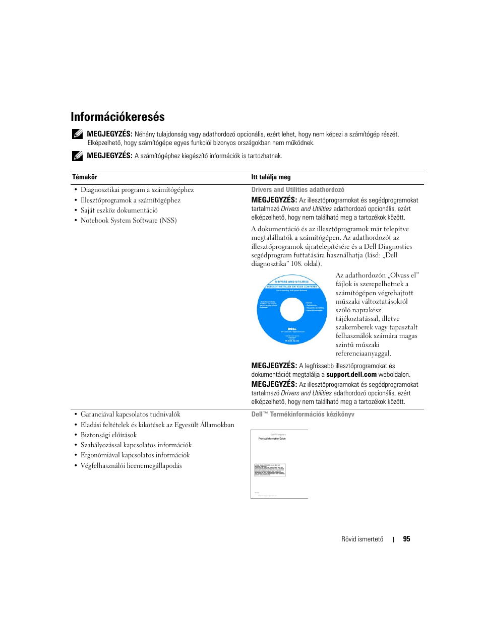 Információkeresés | Dell Latitude D631 User Manual | Page 95 / 182