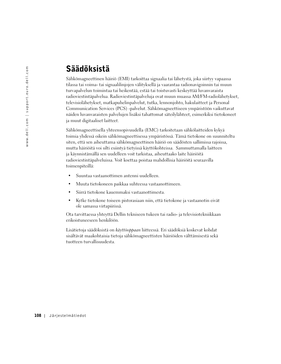 Säädöksistä | Dell Precision M60 User Manual | Page 110 / 330