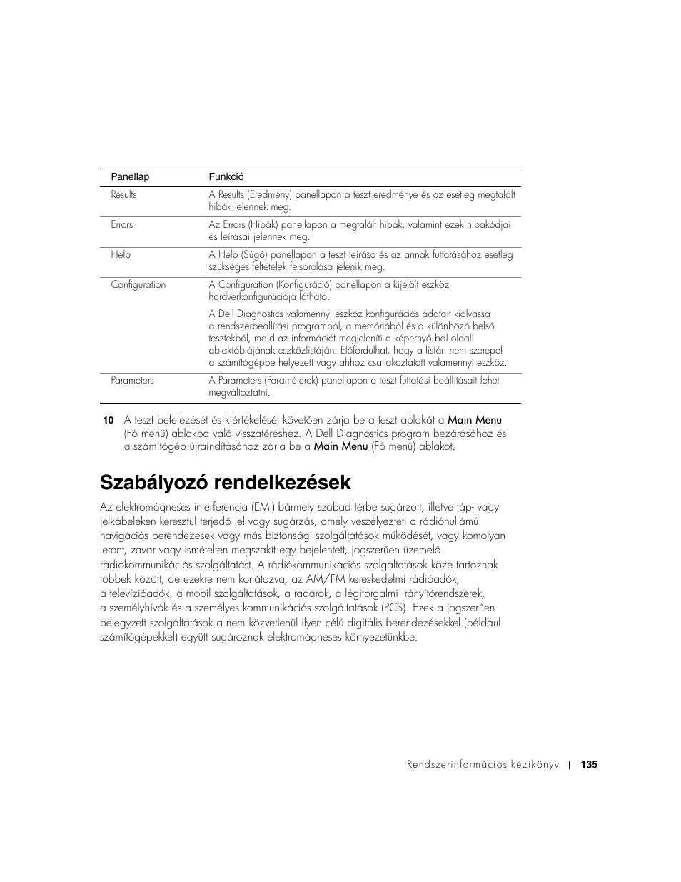 Szabályozó rendelkezések | Dell Precision M60 User Manual | Page 137 / 330