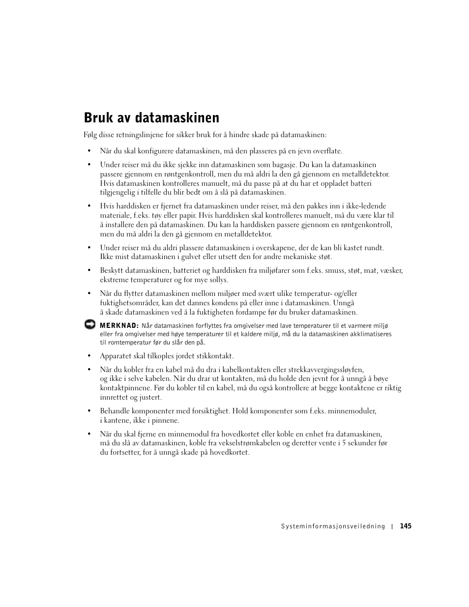 Bruk av datamaskinen | Dell Precision M60 User Manual | Page 147 / 330