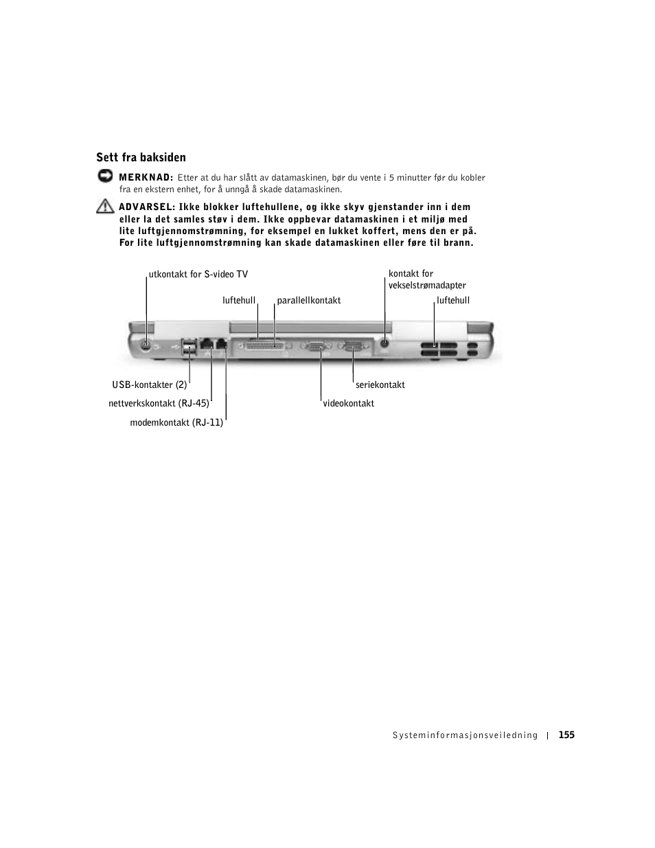 Sett fra baksiden | Dell Precision M60 User Manual | Page 157 / 330