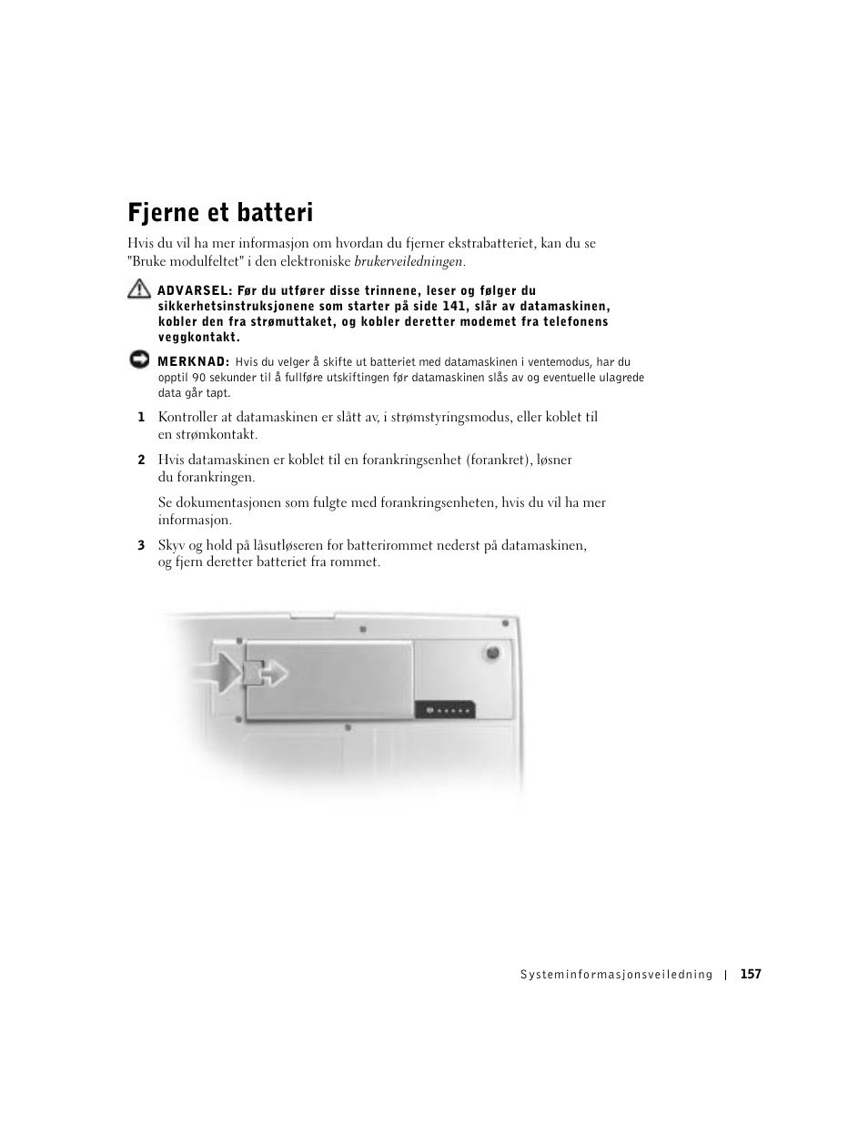 Fjerne et batteri | Dell Precision M60 User Manual | Page 159 / 330