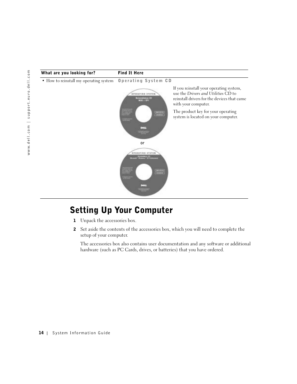 Setting up your computer | Dell Precision M60 User Manual | Page 16 / 330