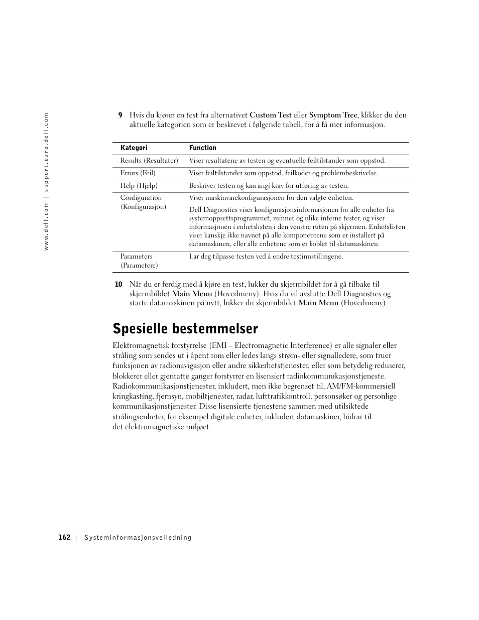 Spesielle bestemmelser | Dell Precision M60 User Manual | Page 164 / 330