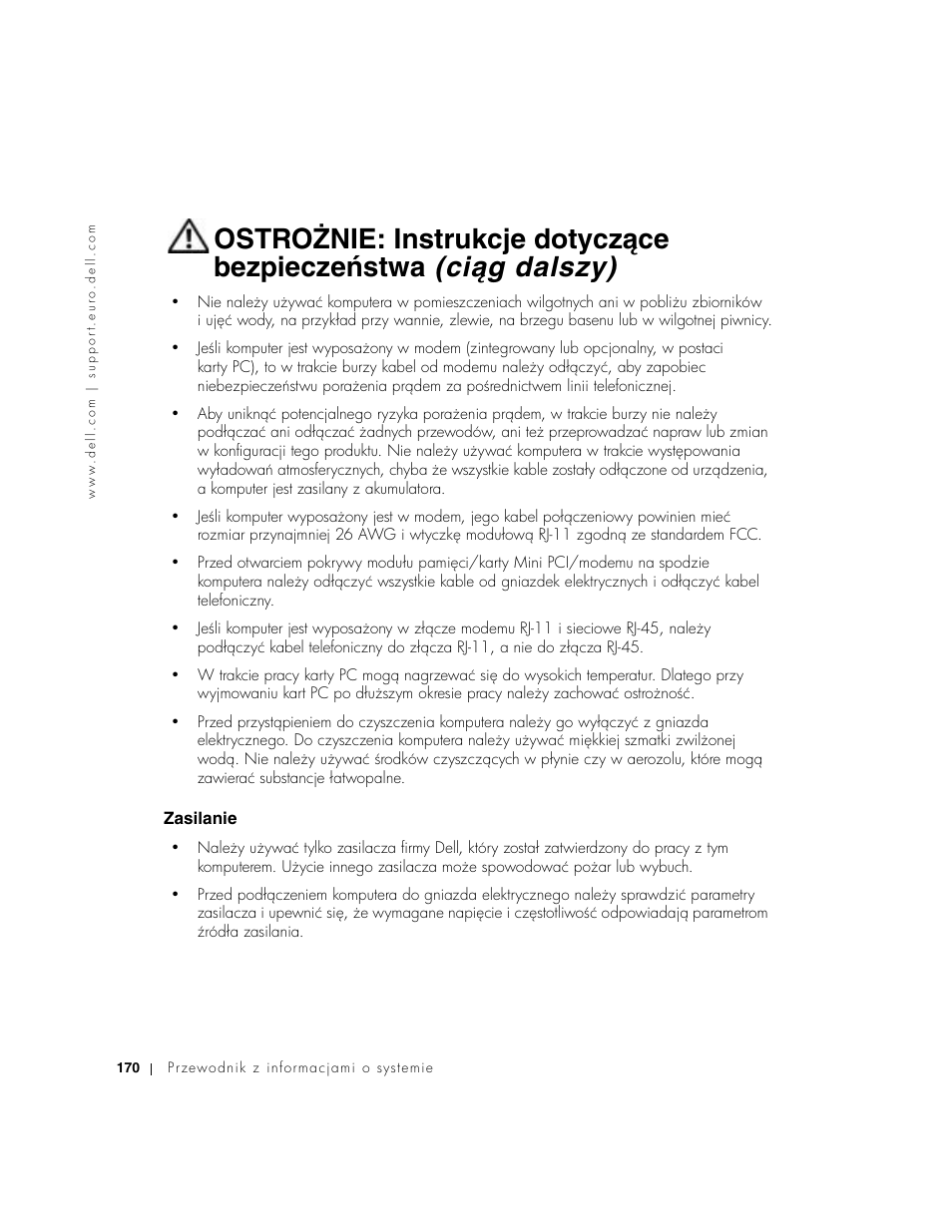Zasilanie | Dell Precision M60 User Manual | Page 172 / 330