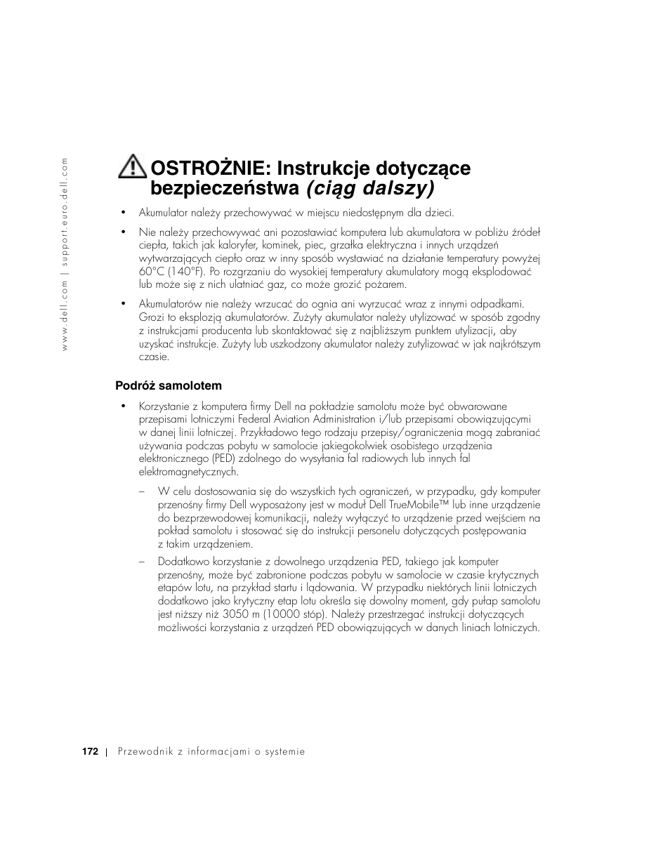 Podróż samolotem, Podróɥ samolotem | Dell Precision M60 User Manual | Page 174 / 330