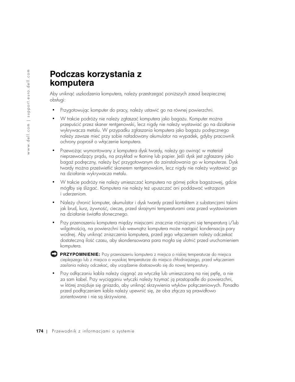 Podczas korzystania z komputera | Dell Precision M60 User Manual | Page 176 / 330