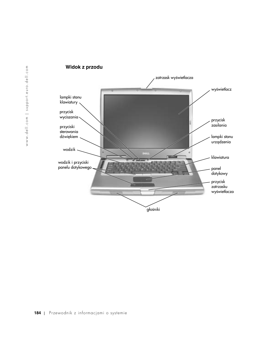 Widok z przodu | Dell Precision M60 User Manual | Page 186 / 330