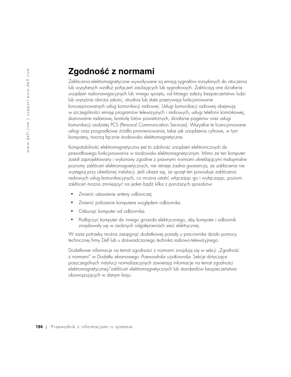 Zgodność z normami | Dell Precision M60 User Manual | Page 196 / 330