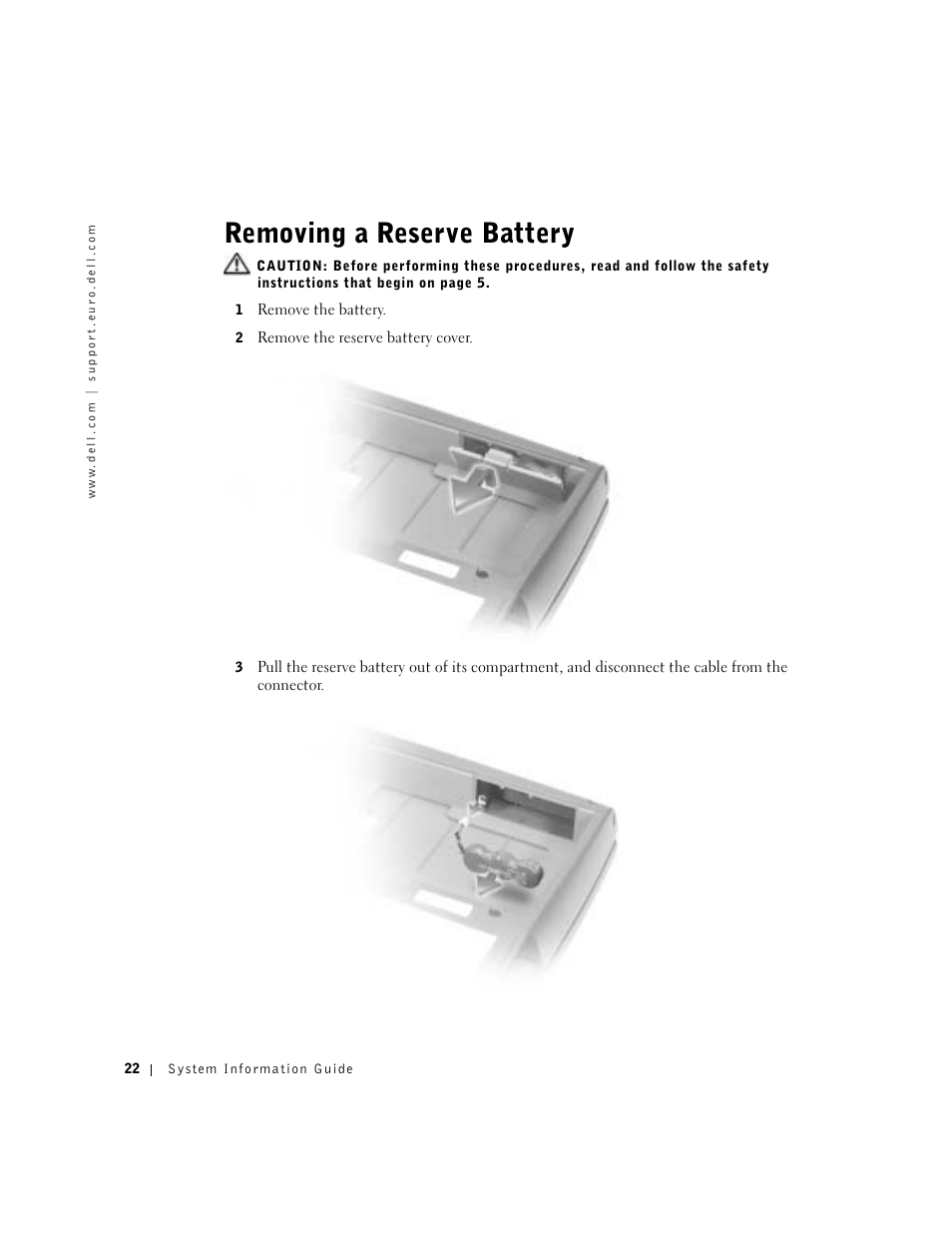 Removing a reserve battery | Dell Precision M60 User Manual | Page 24 / 330