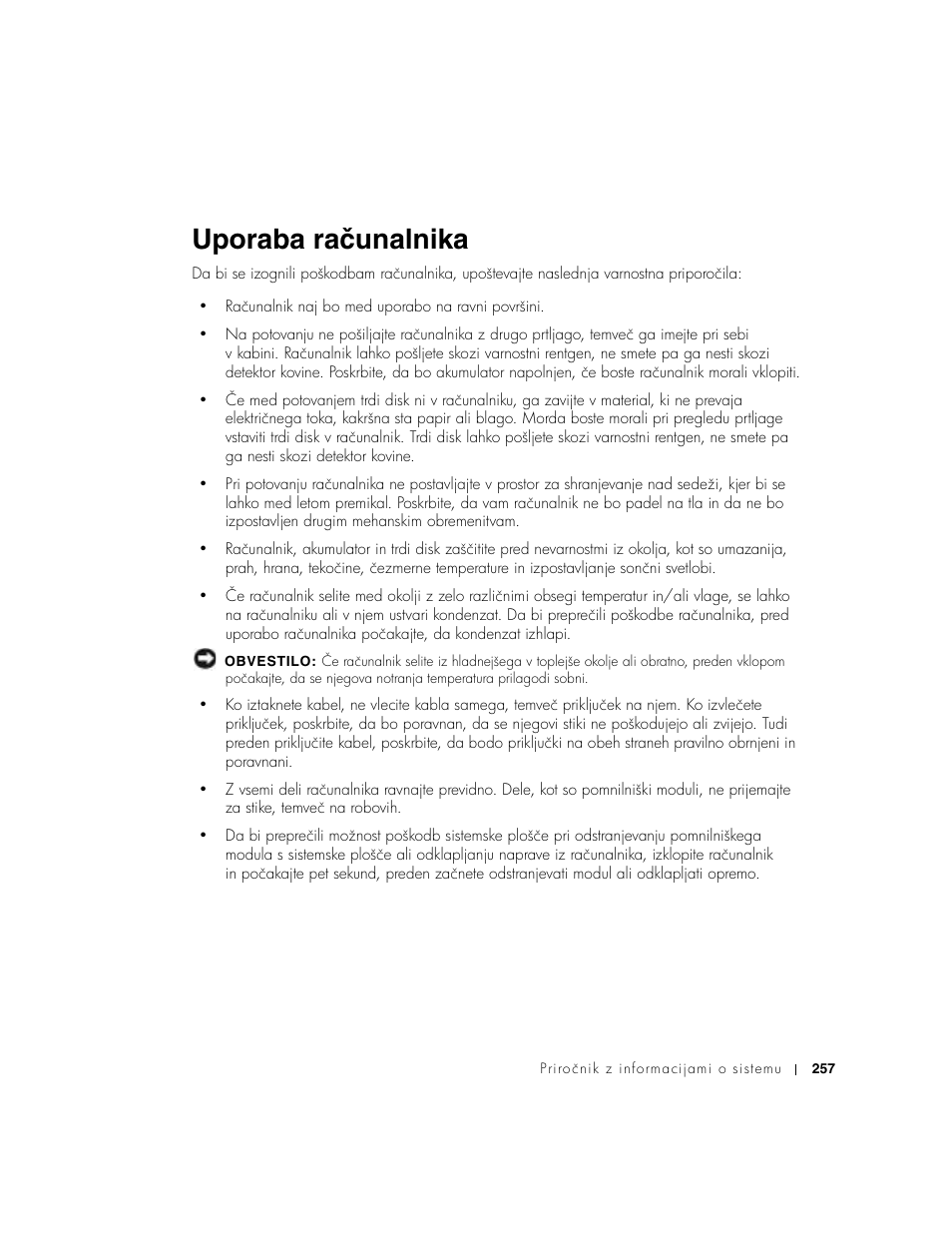 Uporaba računalnika | Dell Precision M60 User Manual | Page 259 / 330