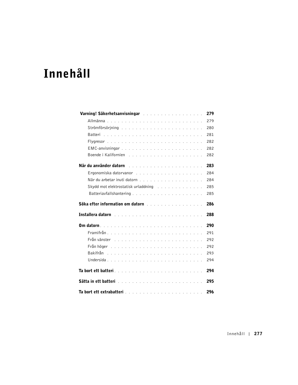 Innehåll | Dell Precision M60 User Manual | Page 279 / 330