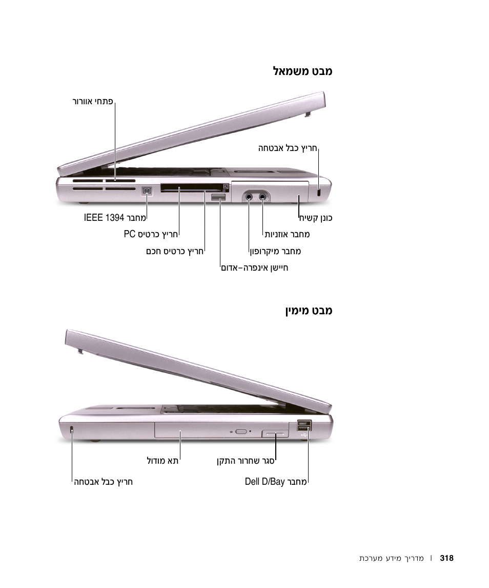 מבט משמאל, מבט מימין, П‡у˘у л·у фиуиу л·у | Dell Precision M60 User Manual | Page 311 / 330