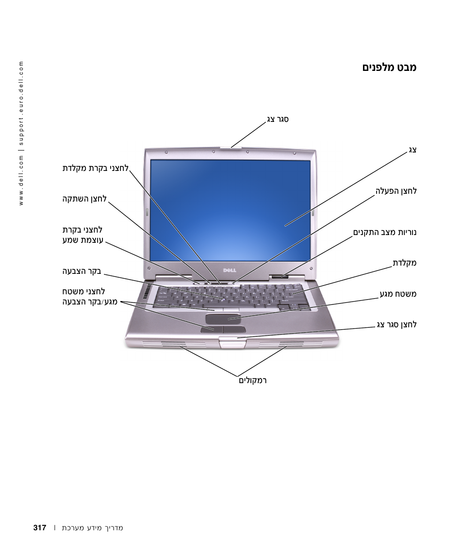 מבט מלפנים, Мищпу л·у | Dell Precision M60 User Manual | Page 312 / 330