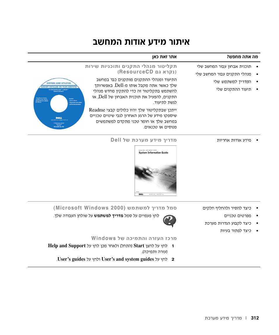 איתור מידע אודות המחשב, Бу‰ ˙в„в‡ ъ„иу ¯в˙и | Dell Precision M60 User Manual | Page 317 / 330