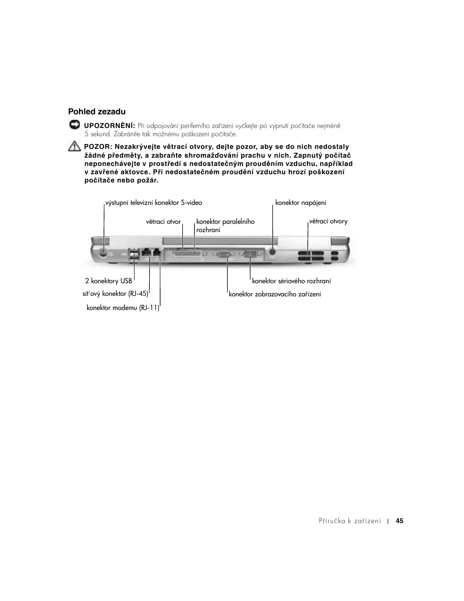 Pohled zezadu | Dell Precision M60 User Manual | Page 47 / 330