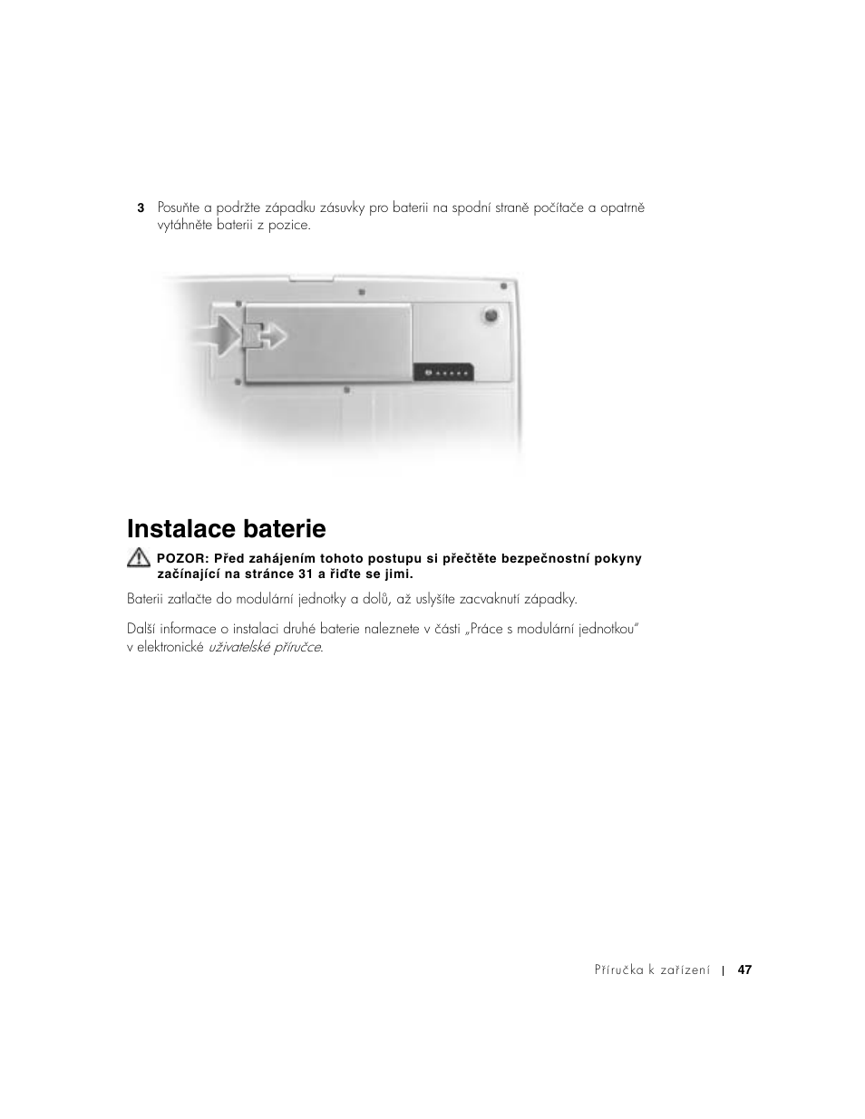 Instalace baterie | Dell Precision M60 User Manual | Page 49 / 330