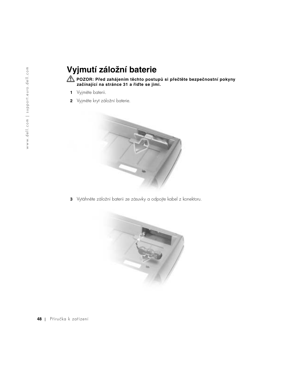 Vyjmutí záložní baterie | Dell Precision M60 User Manual | Page 50 / 330