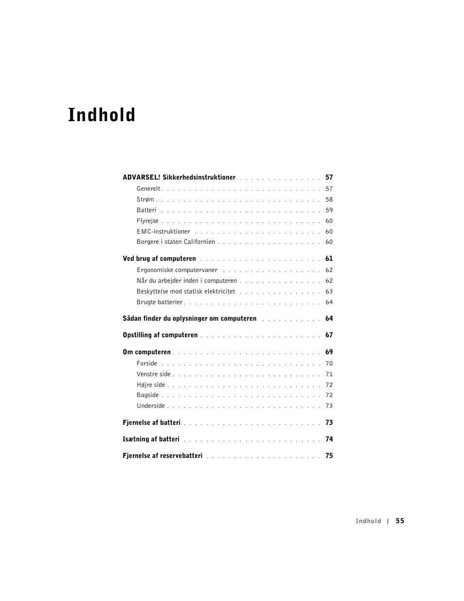 Indhold | Dell Precision M60 User Manual | Page 57 / 330