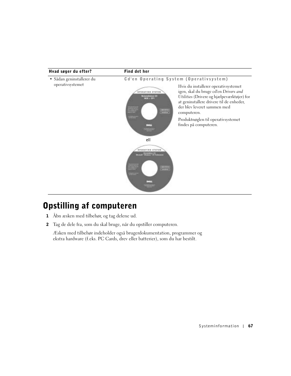 Opstilling af computeren | Dell Precision M60 User Manual | Page 69 / 330