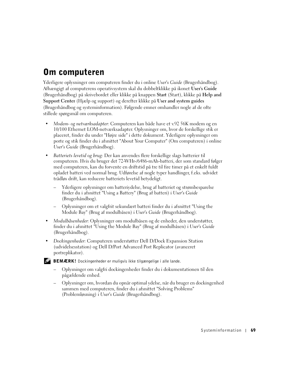 Om computeren | Dell Precision M60 User Manual | Page 71 / 330