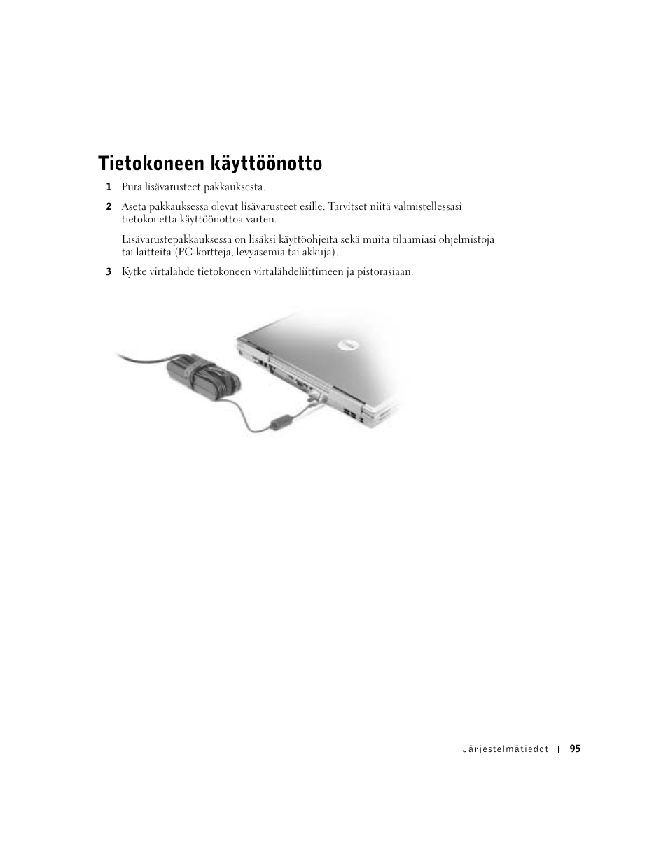Tietokoneen käyttöönotto | Dell Precision M60 User Manual | Page 97 / 330