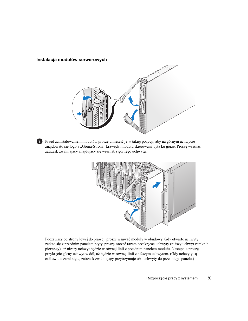 Instalacja modułów serwerowych | Dell POWEREDGE 1955 User Manual | Page 101 / 162