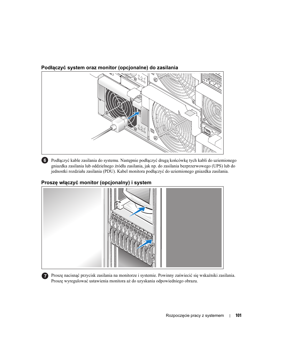 Proszę włączyć monitor (opcjonalny) i system | Dell POWEREDGE 1955 User Manual | Page 103 / 162