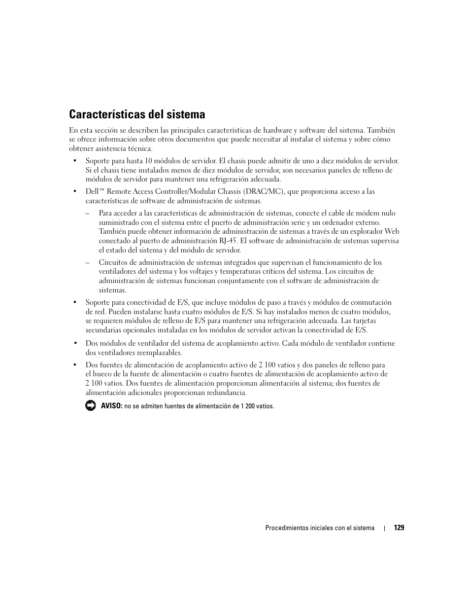 Características del sistema | Dell POWEREDGE 1955 User Manual | Page 131 / 162