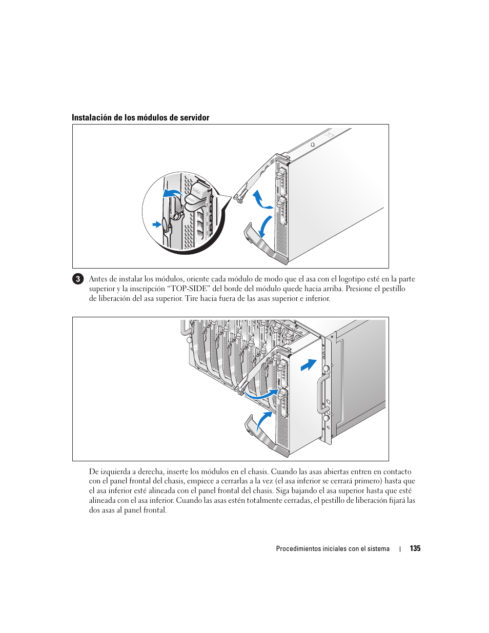 Instalación de los módulos de servidor | Dell POWEREDGE 1955 User Manual | Page 137 / 162