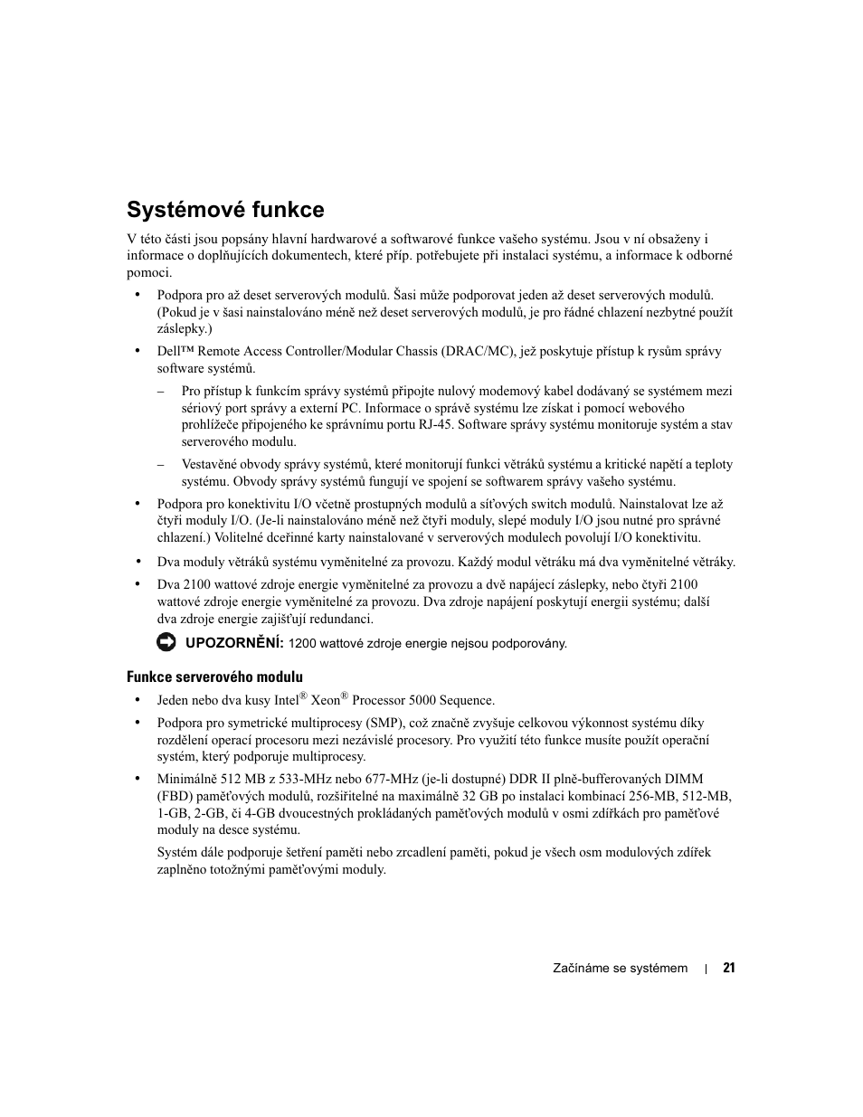 Systémové funkce | Dell POWEREDGE 1955 User Manual | Page 23 / 162