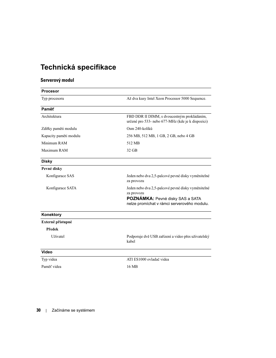 Technická specifikace | Dell POWEREDGE 1955 User Manual | Page 32 / 162